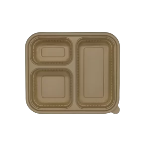 3 Compartments Compostable Food Container - with lids